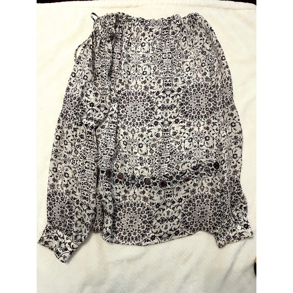 L'Agence‎ Purple Floral Boho Loose Flowy Long Sleeve Blouse Women's S